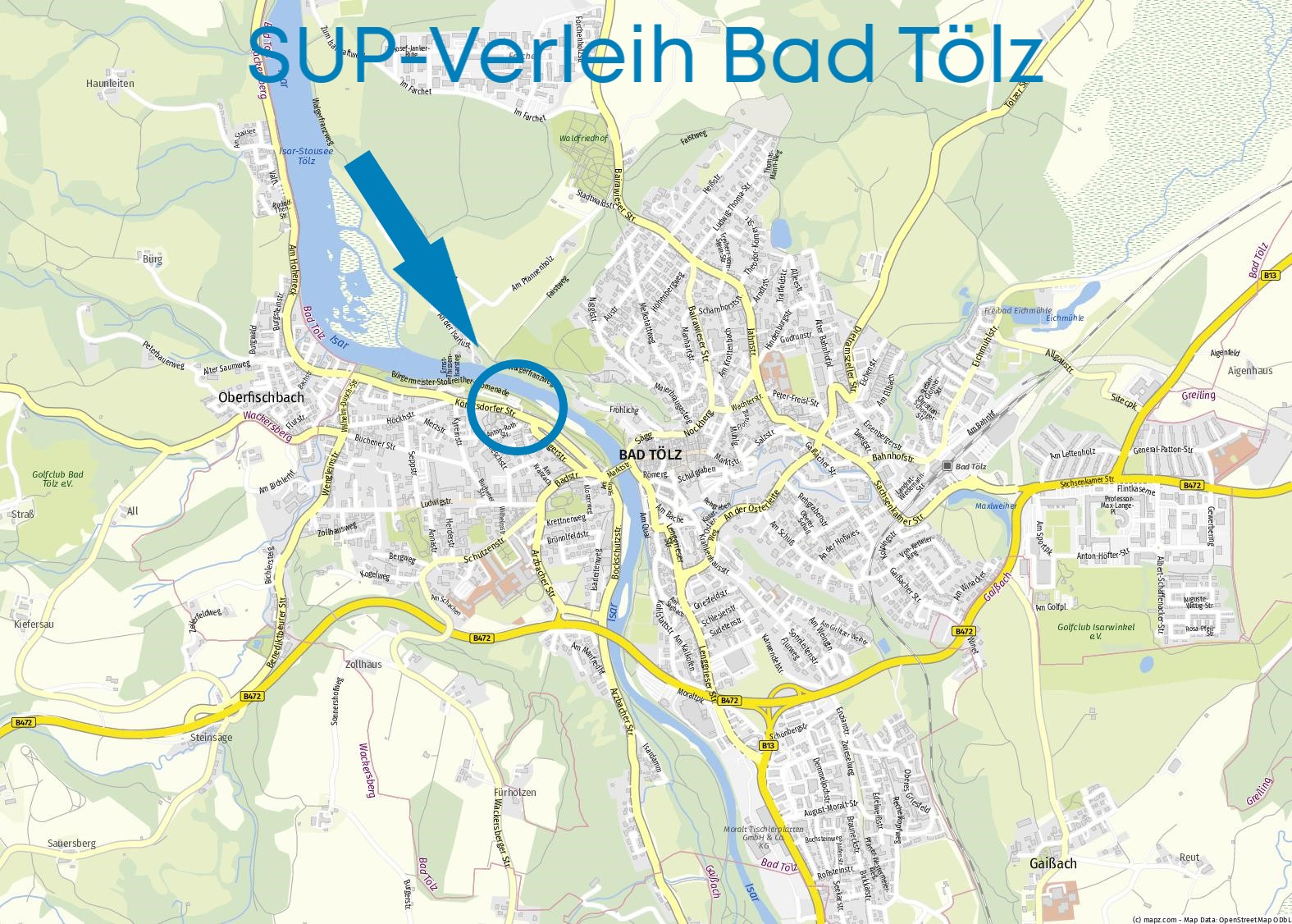 SUP Verleih Bad Tölz - Anfahrt